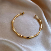 Plated Bamboo Bangle Bracelet, Minimal Bangle Bracelet, Gift For Her 1 1 Gold Opening adjustment 