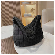 Paris Puffer Bag Quilted Tote Bag, Hobo Shoulder Bag Padded Crossbody Bubble Bag Soft Purse Puffy Tote HandBag loveyourmom Love Your Mom Black  