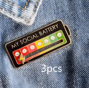 Social Battery Pin, Funny Social Mood Brooch Pin, Social Battery Lapel Pin Gift loveyourmom Love Your Mom Black3pcs  