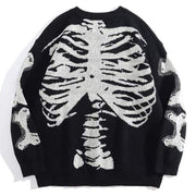 Round Neck Skull Pullover Sweater, Gothic Streetwear Sweater, Long Sleeve Oversized Sweater, HP Inspired Sweatshirt, Trendy Sweaters 1 1   