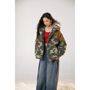 Detroit Camo patchwork lamb wool cotton jacket, Rave Hip Hop Street fashion winter top Coat loveyourmom Love Your Mom   