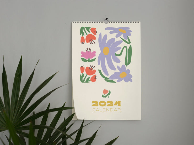 2025 Bloom Flowers Wall Calendar, Abstract Matisse Floral Botanic 12 Month Hanging Calendar, Planner Gift for Christmas Print Material Love Your Mom   