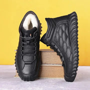 Men's Snow Boots Winter Plush Warm Cotton Shoes Lace-up Non-slip Male Ankle Boots, Waterproof Furry Men Leather Casual Shoes loveyourmom Love Your Mom   