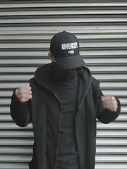 Men Black Techwear Cloak with Hood, Fantasy Cape Dark Themed Poncho Opiumcore
