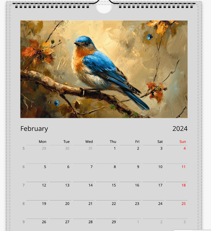 Birds Wall Calendar 2025, Birds Fine Art Paints Calendar. Birdwatcher Twitcher Birder Gifts Print Material Love Your Mom   