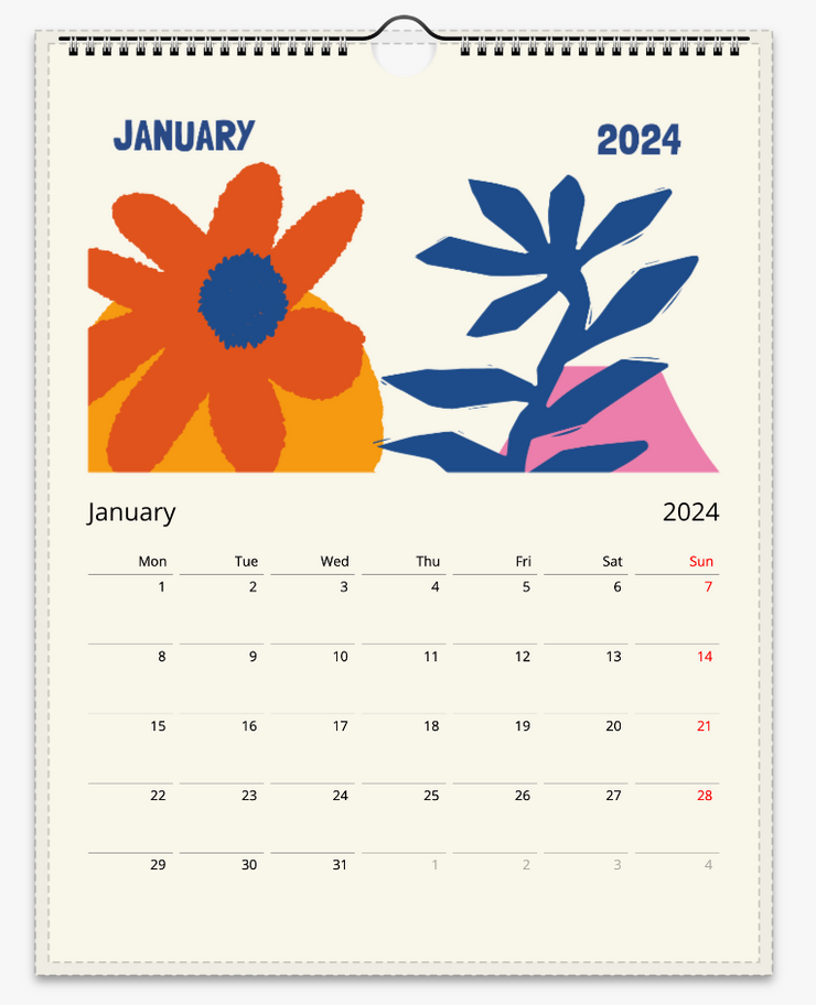 2025 Wall Calendar Illustrated Art Print, Botanical Matisse Nature Flowers Fauvism Retro Style Art Calendar Gift Art lover Print Material Love Your Mom   