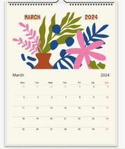 2025 Wall Calendar Illustrated Art Print, Botanical Matisse Nature Flowers Fauvism Retro Style Art Calendar Gift Art lover Print Material Love Your Mom   