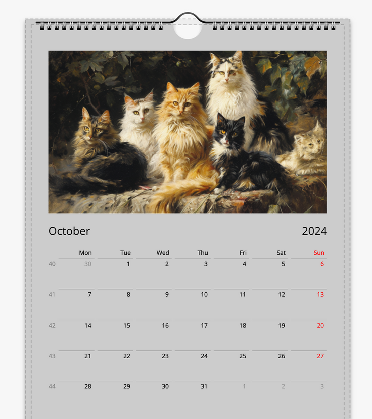 The Art Cat Calendar, Fine Art Acrylic Oil Cats Paint Calendar, Cute Cats Owner Lovers Gift, Fine Art Lovers Gift Print Material Love Your Mom    