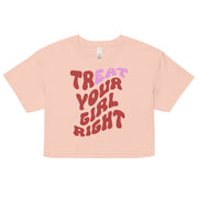 Treat Your Girl Right Crop Top, Graphic baby tees, LGBT Pride Crop Top Pride.  Love Your Mom  Pale Pink XS 