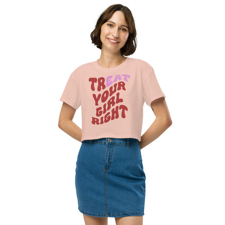 Treat Your Girl Right Crop Top, Graphic baby tees, LGBT Pride Crop Top Pride.  Love Your Mom    