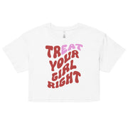 Treat Your Girl Right Crop Top, Graphic baby tees, LGBT Pride Crop Top Pride.  Love Your Mom  White XS 