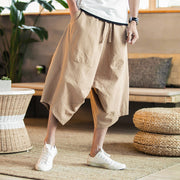 Low-Grade Saggy Pants with Large Feet | Casual Lightweight Capri Pants Trousers | Male Casual Calf-Length Pants | Solid Baggy Loose Pants  wegodark 3XL Khaki 