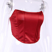 Women Push Up Corsets Top Strapless Off Shoulder Bustiers Crop Tops Clubwear Outwear Corset Body Shaper  wegodark M Red 