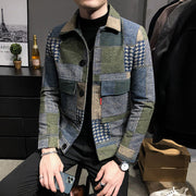 Korean Style Patchwork Fleece Winter Jacket, Cool Streetwear woolen Jacket  wegodark L Green 