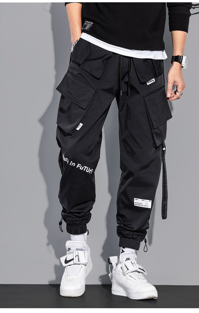 Men's Techwear Paratrooper Matte Black Joggers Streetwear Fashion Pant ...