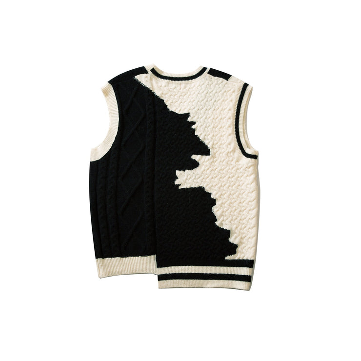 Hipster Knitting Sweater Vest, Knit Sweater | Sleeveless Knitted Pattern Sweater | Plaid Check Knit Warm Vest | Plaid Pattern Vest 0 WeCrafty   