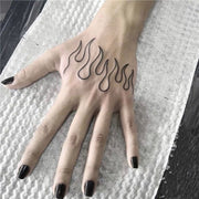 Black Hand Back Wrist Gradual Flame Realistic Tattoo Stickers | Flame Fashion Temporary Tattoo Sticker | Waterproof Temporary Tattoo Sticker  wegodark Black  