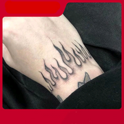 Black Hand Back Wrist Gradual Flame Realistic Tattoo Stickers | Flame Fashion Temporary Tattoo Sticker | Waterproof Temporary Tattoo Sticker  wegodark   