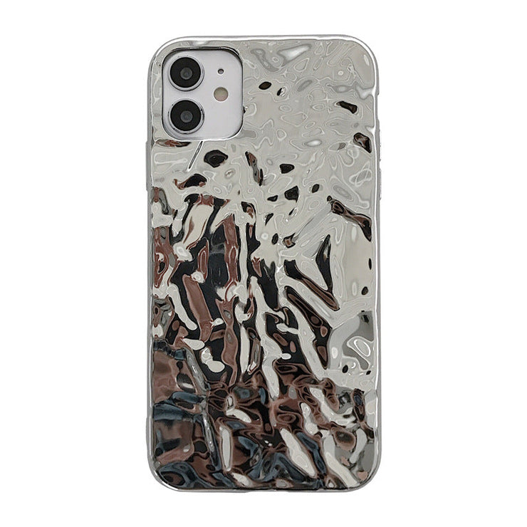 Melting Liquid Metal Case | Shiny Bling Glitter Cover | Protective Soft Cover | Silver Tin Foil Pleats Case | Aluminum Foil iPhone Case  wegodark platinumsilver iPhone78 