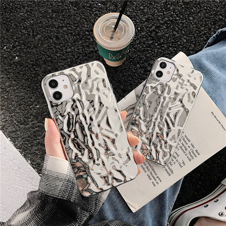 Melting Liquid Metal Case | Shiny Bling Glitter Cover | Protective Soft Cover | Silver Tin Foil Pleats Case | Aluminum Foil iPhone Case  wegodark   