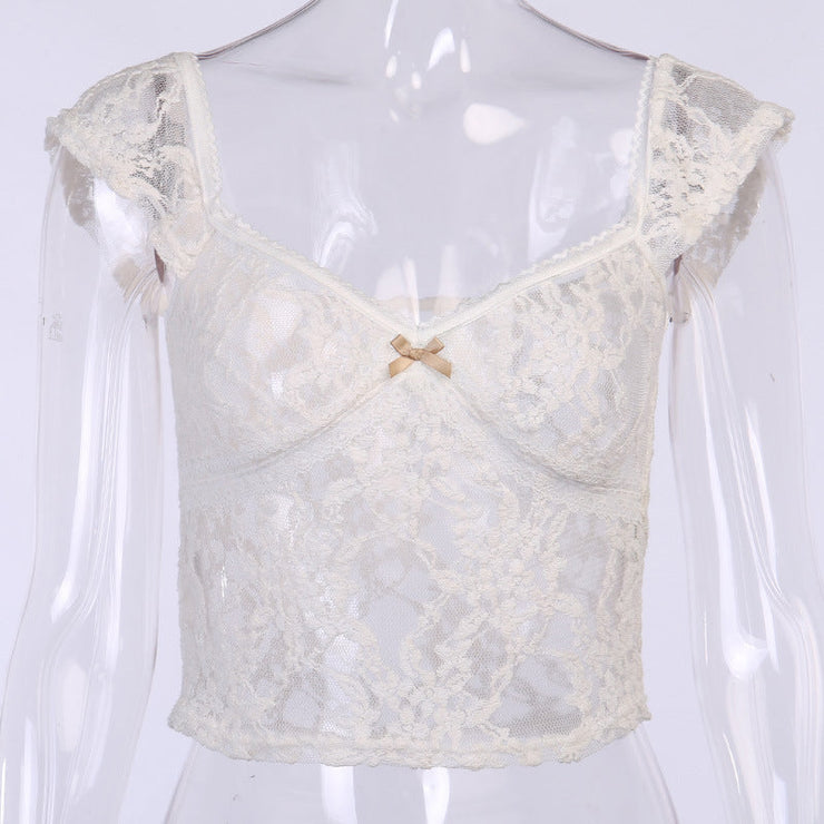 Lace Small Sling See-through Shows The Chest Bottoming Vest  wegodark S White 
