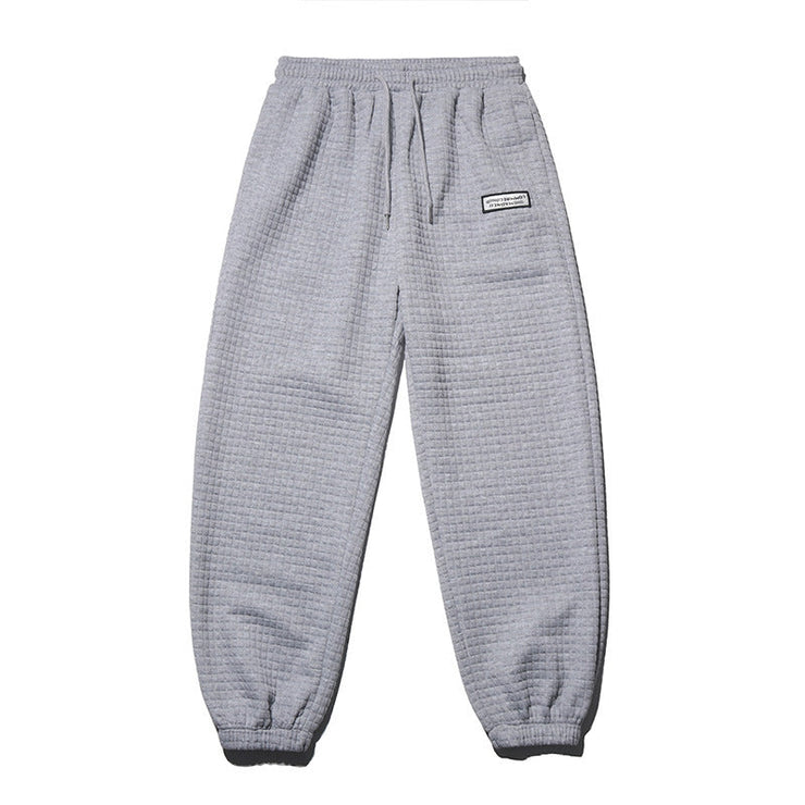Autumn And Winter Thick Pants | Warm Waffle Sweatpants | Men's Trend Plaid Pants | Korean Loose Sweatpants | Jogging Fitness Sports Pants  wegodark M LightGrey 