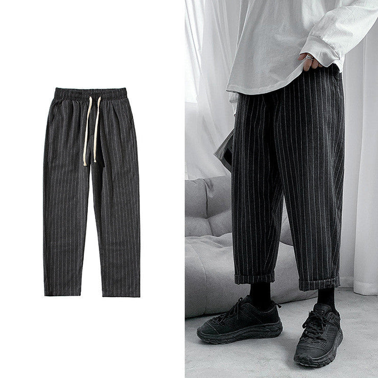 Drawstring Elastic Waist Trousers | Harlan Linen Thin Casual Trousers | Striped Breathable Casual Everyday Pants | Striped Print Casual Pant  wegodark   