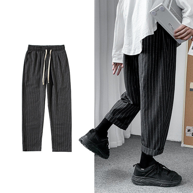 Drawstring Elastic Waist Trousers | Harlan Linen Thin Casual Trousers | Striped Breathable Casual Everyday Pants | Striped Print Casual Pant  wegodark   