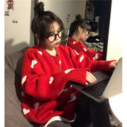 Sweater Korean Tops Pullover Long-Sleeve Love-Heart-Knitted O-Neck B037 Causal Nomikuma 0 WeCrafty   