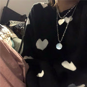 Sweater Korean Tops Pullover Long-Sleeve Love-Heart-Knitted O-Neck B037 Causal Nomikuma 0 WeCrafty   