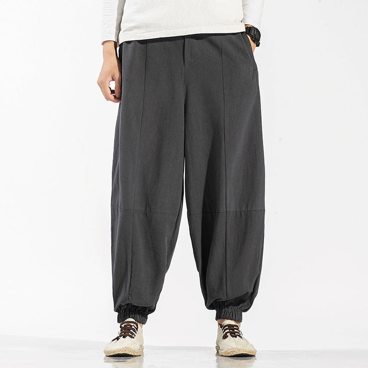 Linen Tang, Streetwear Harem Pants - Cotton Linen Trousers  wegodark M Grey 
