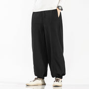 Linen Tang, Streetwear Harem Pants - Cotton Linen Trousers  wegodark M Black 