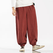 Linen Tang, Streetwear Harem Pants - Cotton Linen Trousers  wegodark M Red 