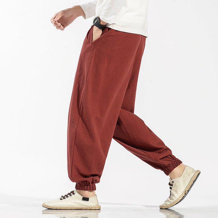 Linen Tang, Streetwear Harem Pants - Cotton Linen Trousers  wegodark   