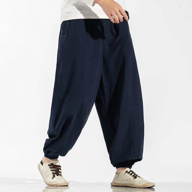 Linen Tang, Streetwear Harem Pants - Cotton Linen Trousers  wegodark   