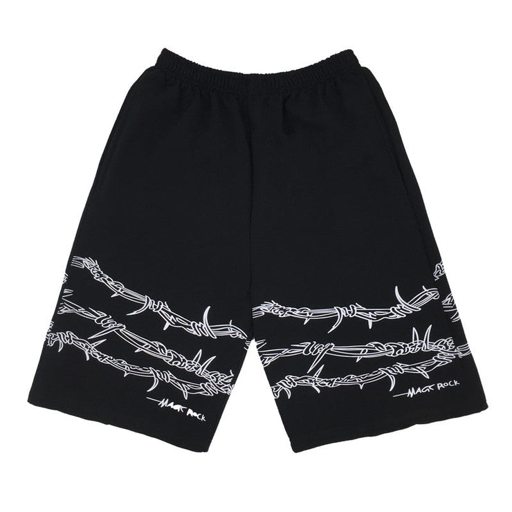 Harajuku Streetwear Iron Chain Pattern Jogger Shorts Women Men Summer Loose Elastic Waist Hip Hop Skateboard Shorts 1 1 Black L 