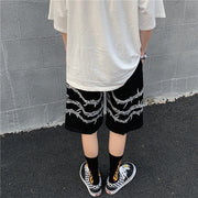 Harajuku Streetwear Iron Chain Pattern Jogger Shorts Women Men Summer Loose Elastic Waist Hip Hop Skateboard Shorts 1 1   