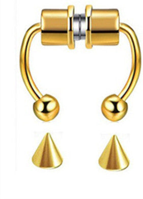 Piercing Stainless Steel Magnetic Nose Ring - Hoop Nasal Septum Ring  wegodark Gold  