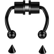 Piercing Stainless Steel Magnetic Nose Ring - Hoop Nasal Septum Ring  wegodark Black  