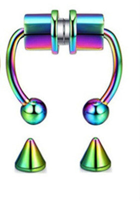 Piercing Stainless Steel Magnetic Nose Ring - Hoop Nasal Septum Ring  wegodark Colorful  