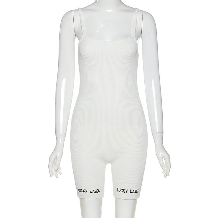 Short jumpsuit with strap embroidery  wegodark L White 
