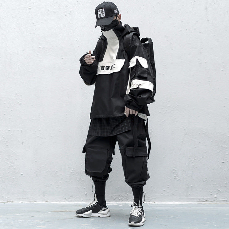 Hip Hop Multi-Pocket Jacket | Cargo Multi-Pocket Hooded Jacket Coats | Hip Hop Stand Collar Windbreaker Streetwear | Cardigan Casual Jacket  wegodark   