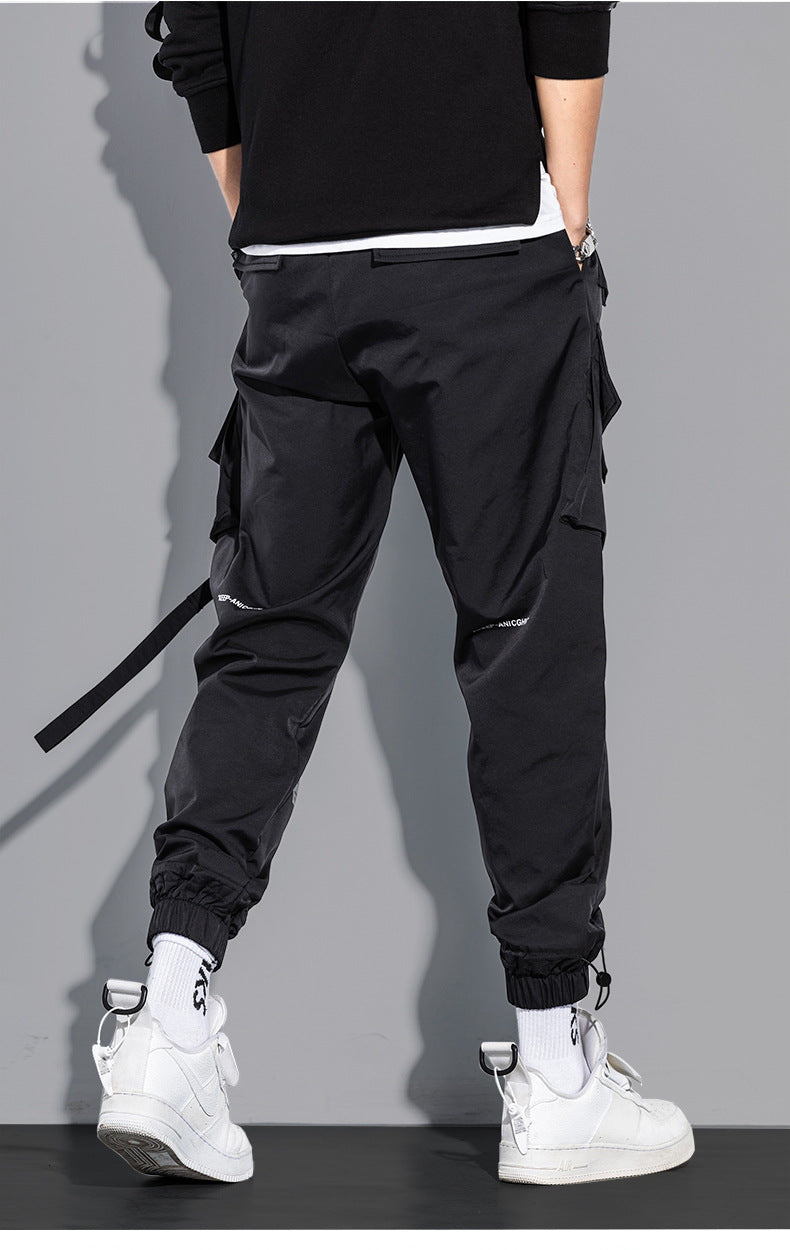 Men's Techwear Paratrooper Matte Black Joggers Streetwear Fashion Pant ...
