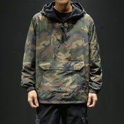 Japanese Vintage Camouflage Hooded Jacket, Men Army Outdoor Hip Hop Streetwear Pullover  wegodark 4XL Camouflage 