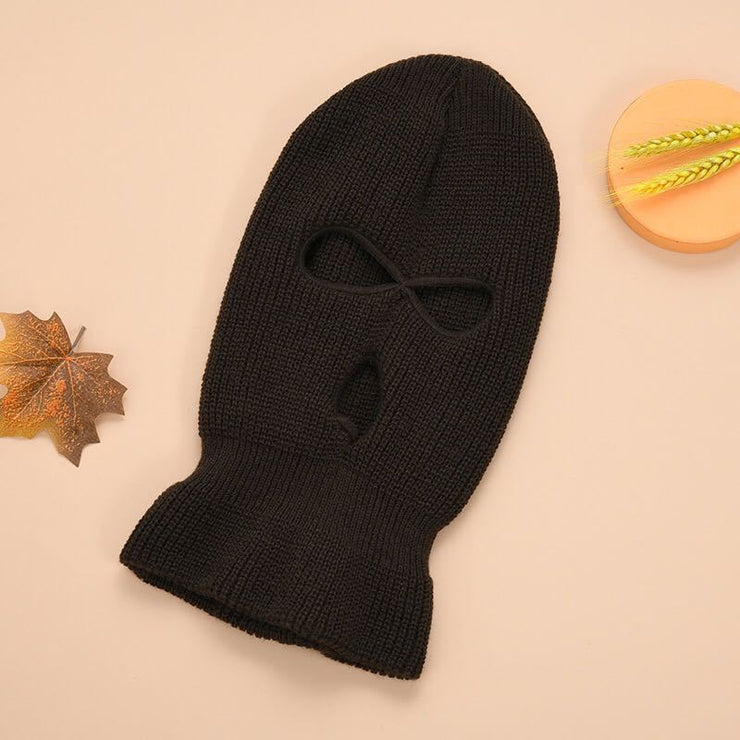 3 Hole Ski Mask, Knitted Full Face Neck Gaiter Beanie Balaclava, Outdoor Sport Warm Full Face Cover  wegodark Coffee  