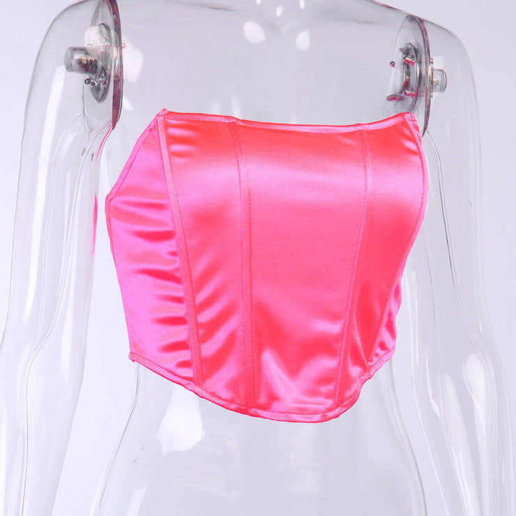 Women Push Up Corsets Top Strapless Off Shoulder Bustiers Crop Tops Clubwear Outwear Corset Body Shaper  wegodark M Pink 
