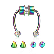 Piercing Stainless Steel Magnetic Nose Ring - Hoop Nasal Septum Ring  wegodark ColorfulB  