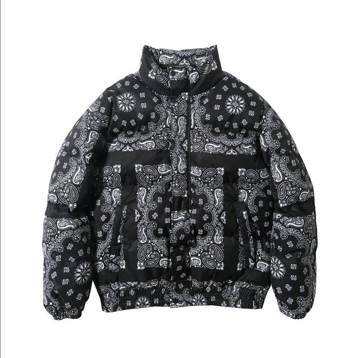 Bandana Patch Bubble Coat Jacket, Hip Hop Parka Japanese Streetwear Harajuku  wegodark L Black 