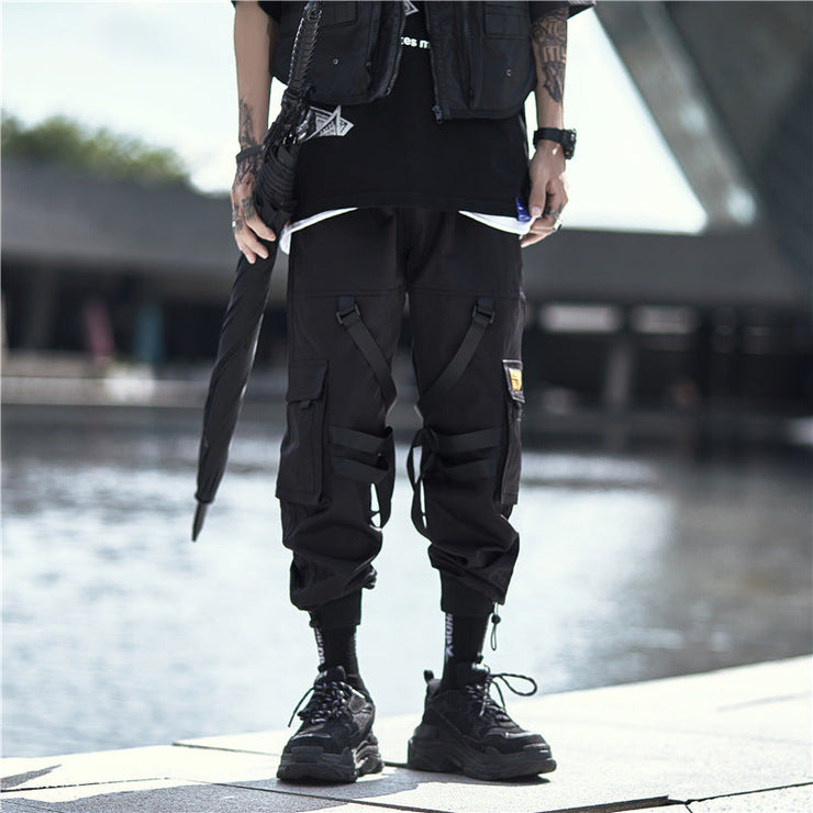 Guochao Functional Wind Pants | Cargo Trousers Men's Functional Wind Pants | Multi-Pocket Casual Straight-Leg Pants | Street Cargo Pants  wegodark XXL Black 