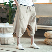 Low-Grade Saggy Pants with Large Feet | Casual Lightweight Capri Pants Trousers | Male Casual Calf-Length Pants | Solid Baggy Loose Pants  wegodark L Hempecru 